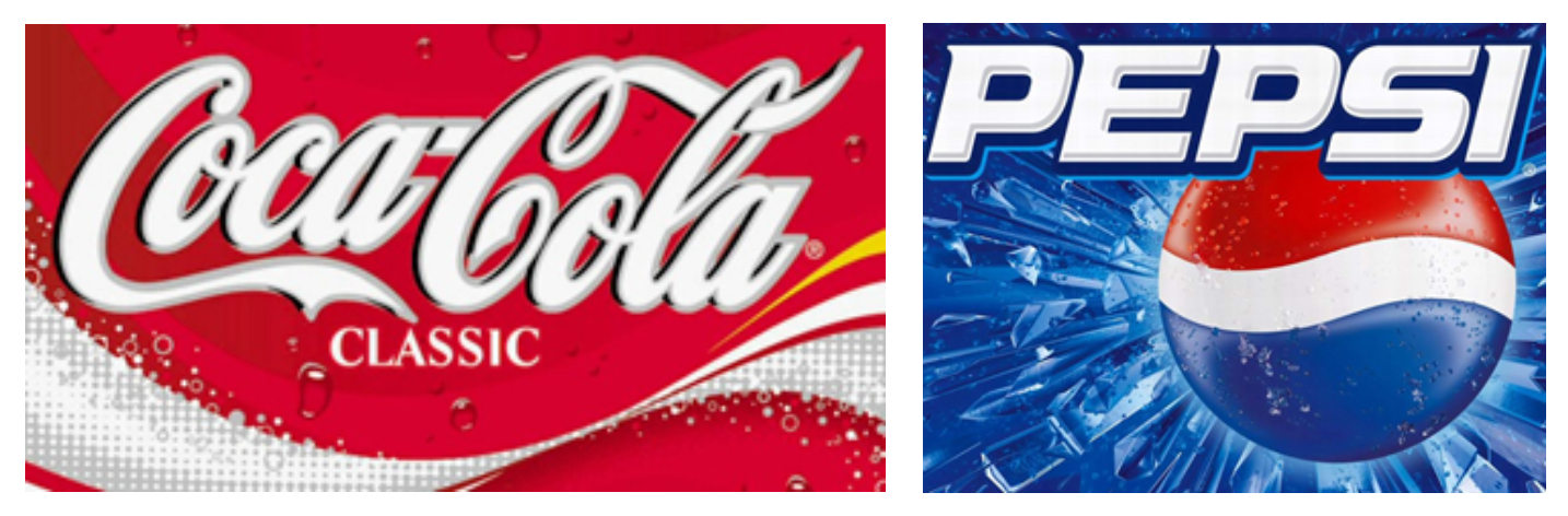 Coca-Cola and Pepsi-Cola logos the 2000s