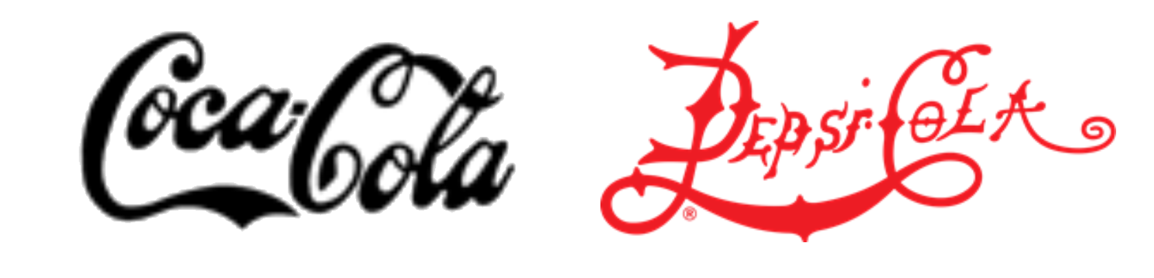 First Coca-Cola and Pepsi-Cola logos 