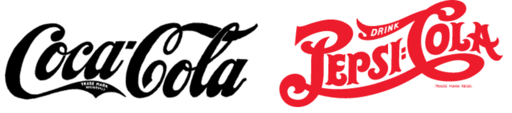 Coca-cola and Pepsi logos in 1905-1906