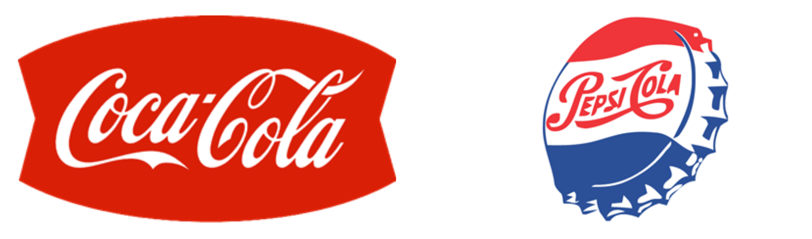 Coca-Cola and Pepsi-Cola logos in the 50s