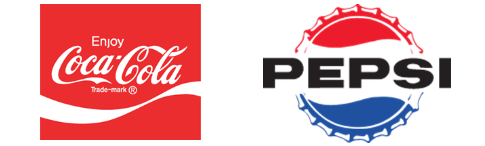 Coca-Cola and Pepsi-Cola logos in 60s
