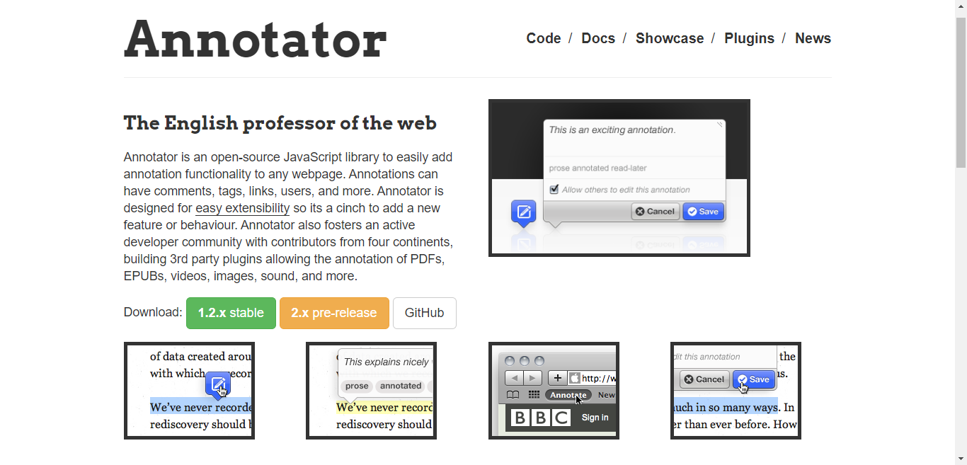 Annotator homepage