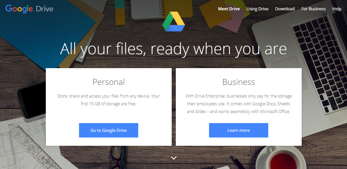 Google Drive homepage