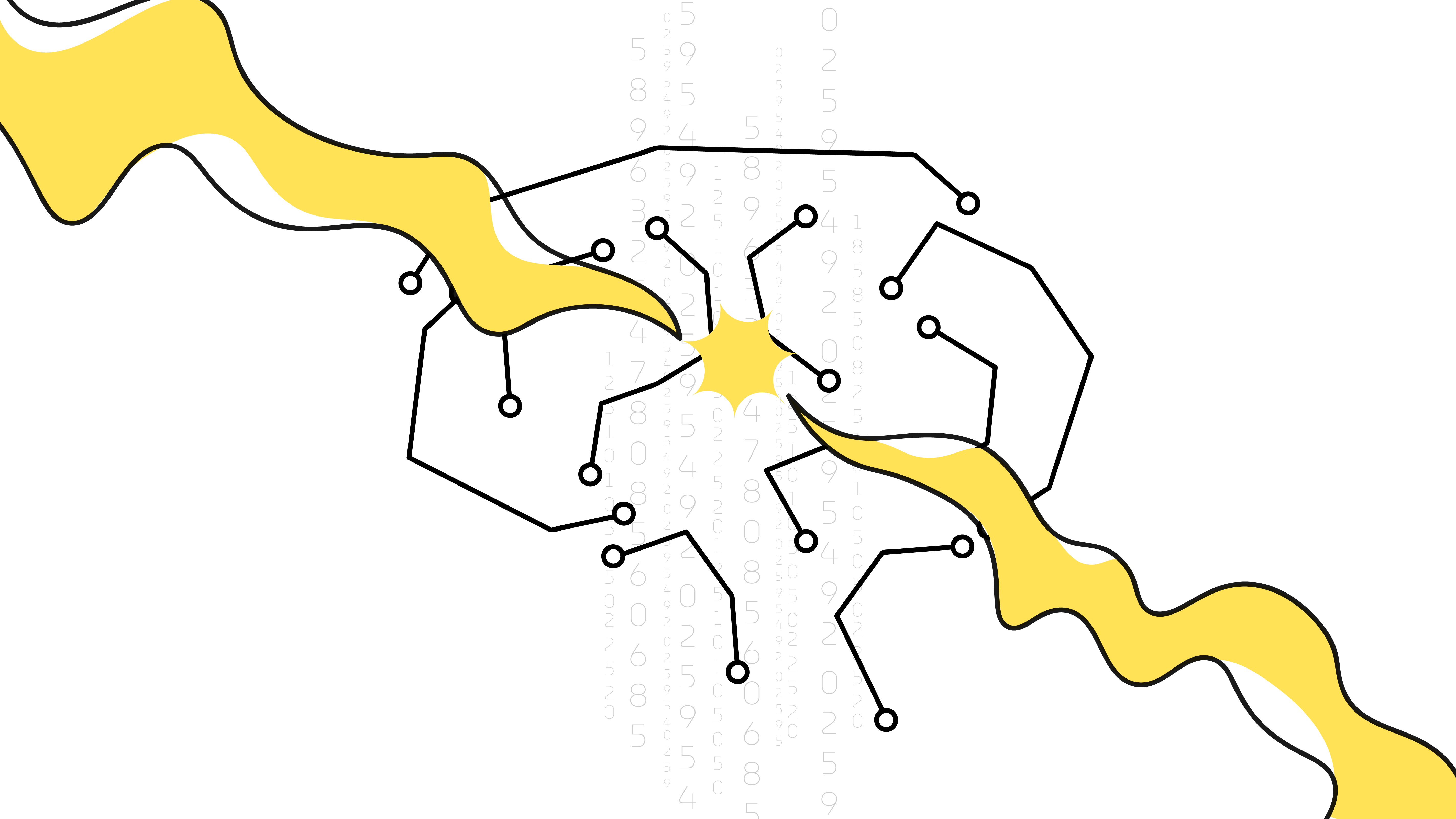 An outline illustration of a wired brain with the spark in the centre.