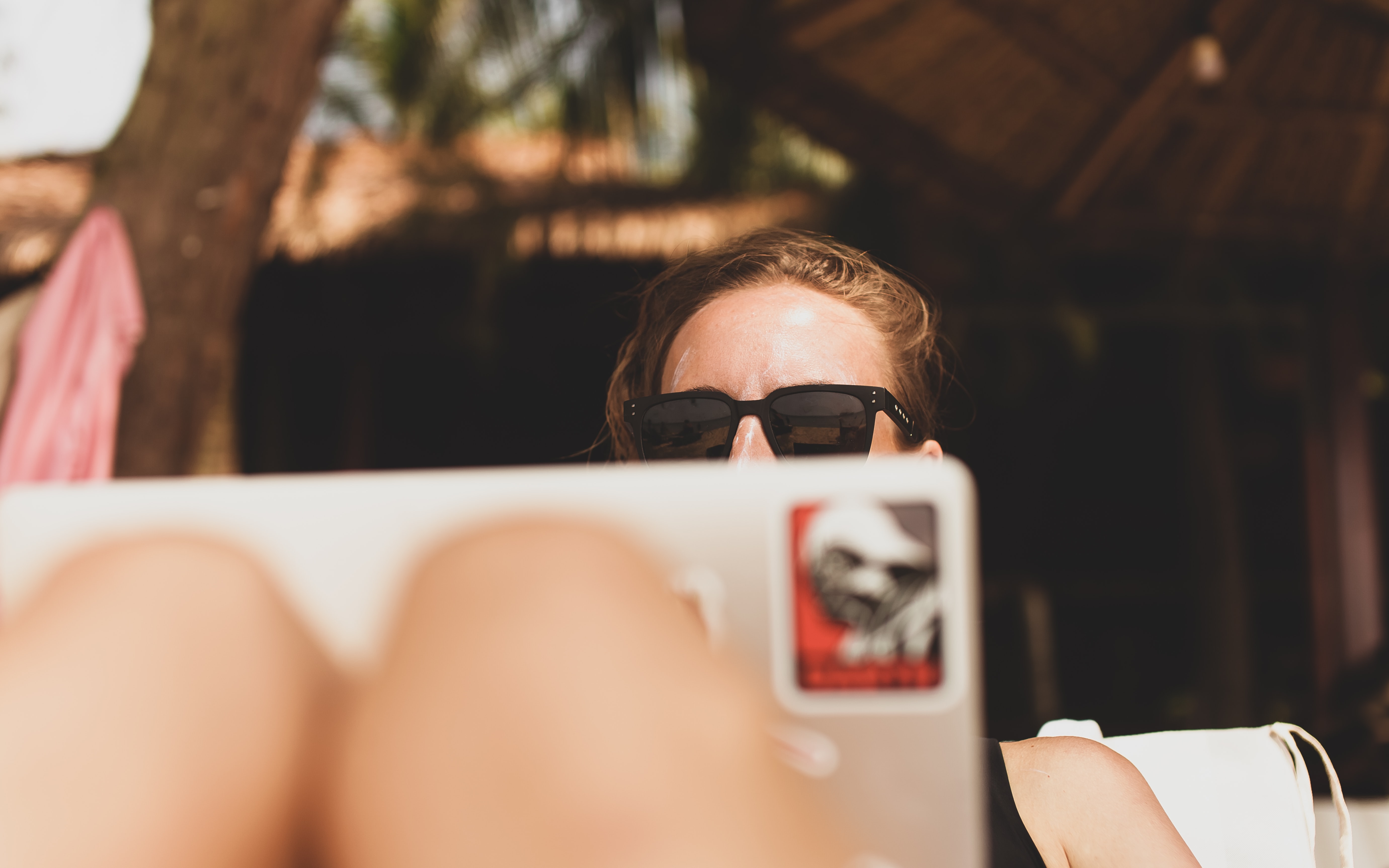 Woman behind the laptop