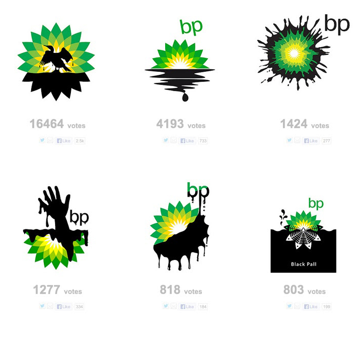 6 parody logos made by people reminding about petroleum disaster