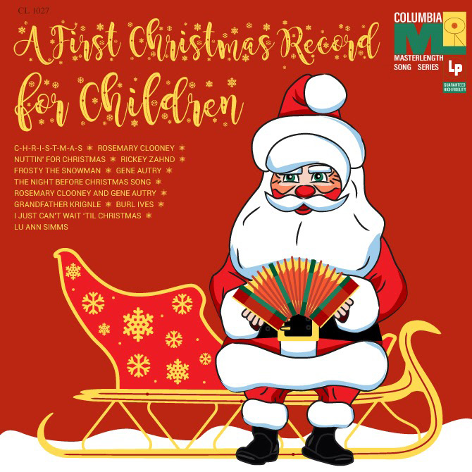 Edited album cover with more holiday font of the name: "A First Christmas Record for Children"