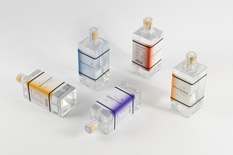 Packaging design picture of glass cube alcohol bottles