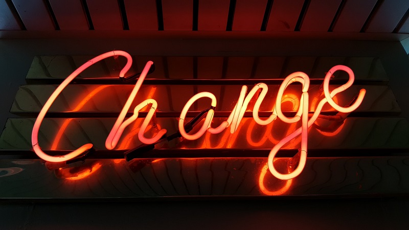 A word "Change" made out of neon lamps