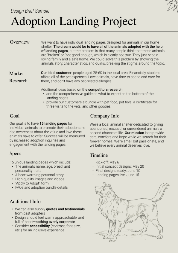 creative brief example and sample