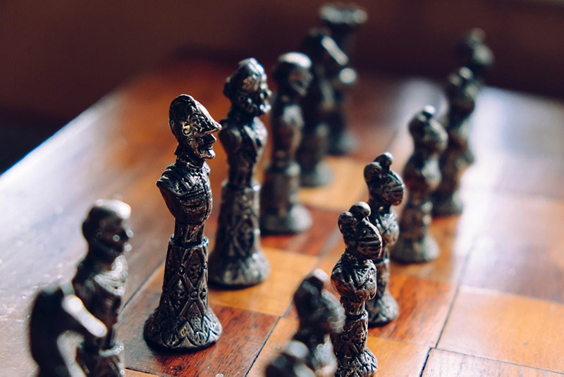 Chess pieces in a bust form