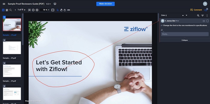 Ziflow design review tool interface