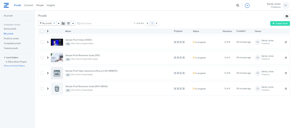 Ziflow Dashboard Interface