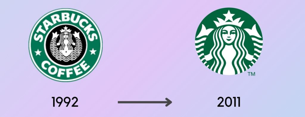 Two Starbucks logos: 1992 and 2011