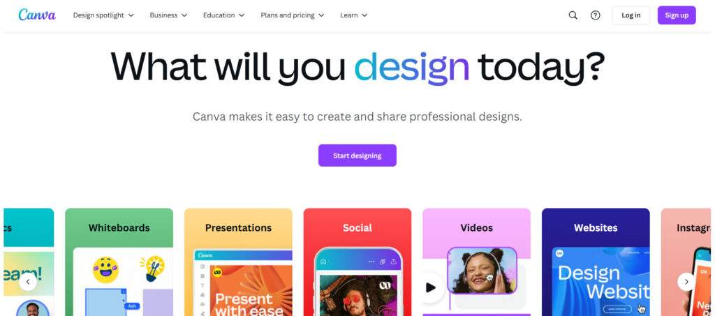 Canva homepage screen screenshot