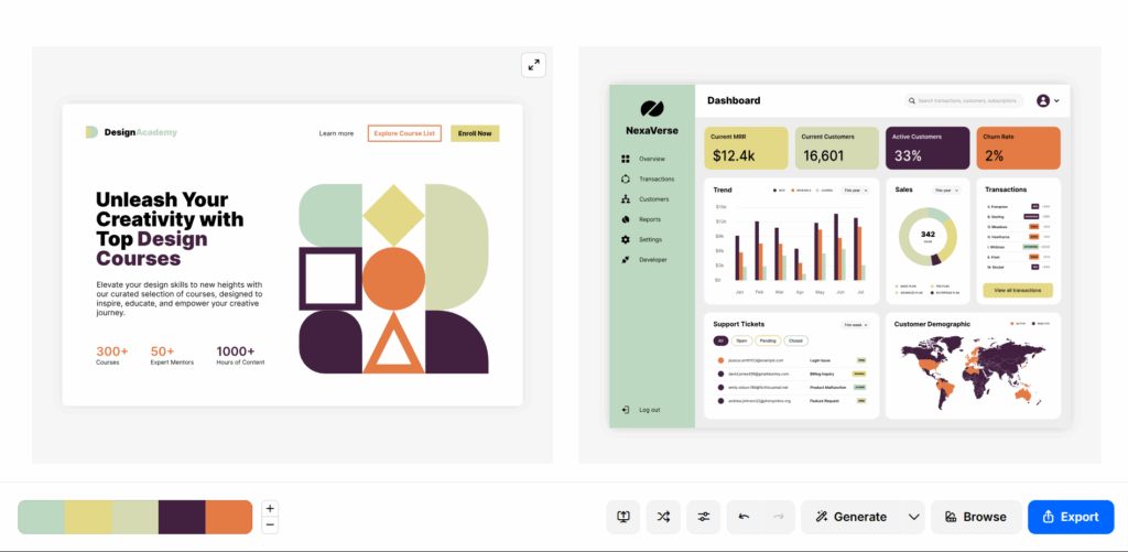 Color palette in combination 1