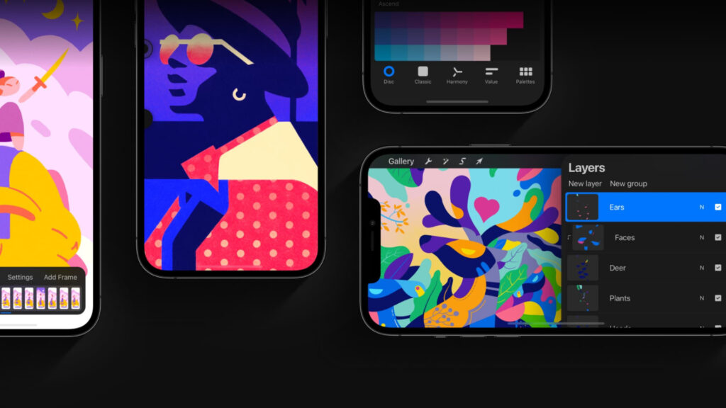 Illustration of mobile interface procreate