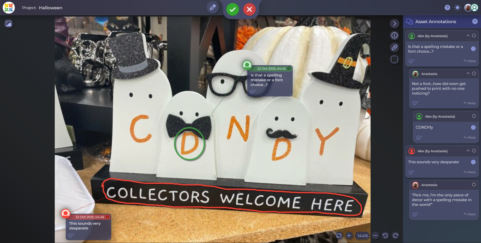 Fehlgeschlagenes Halloween-Design im Review-Tool