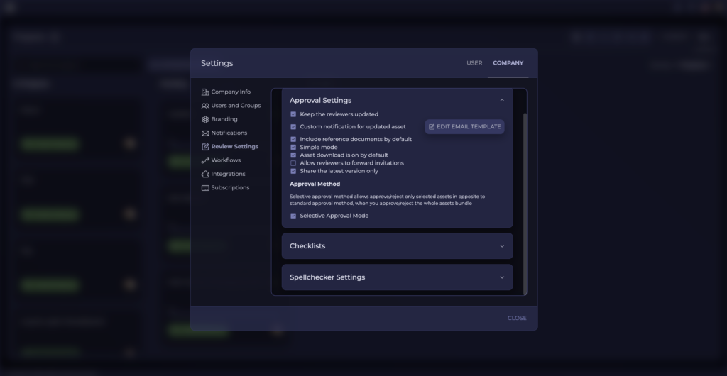 Interface showing a feature to share only the latest version of a file.