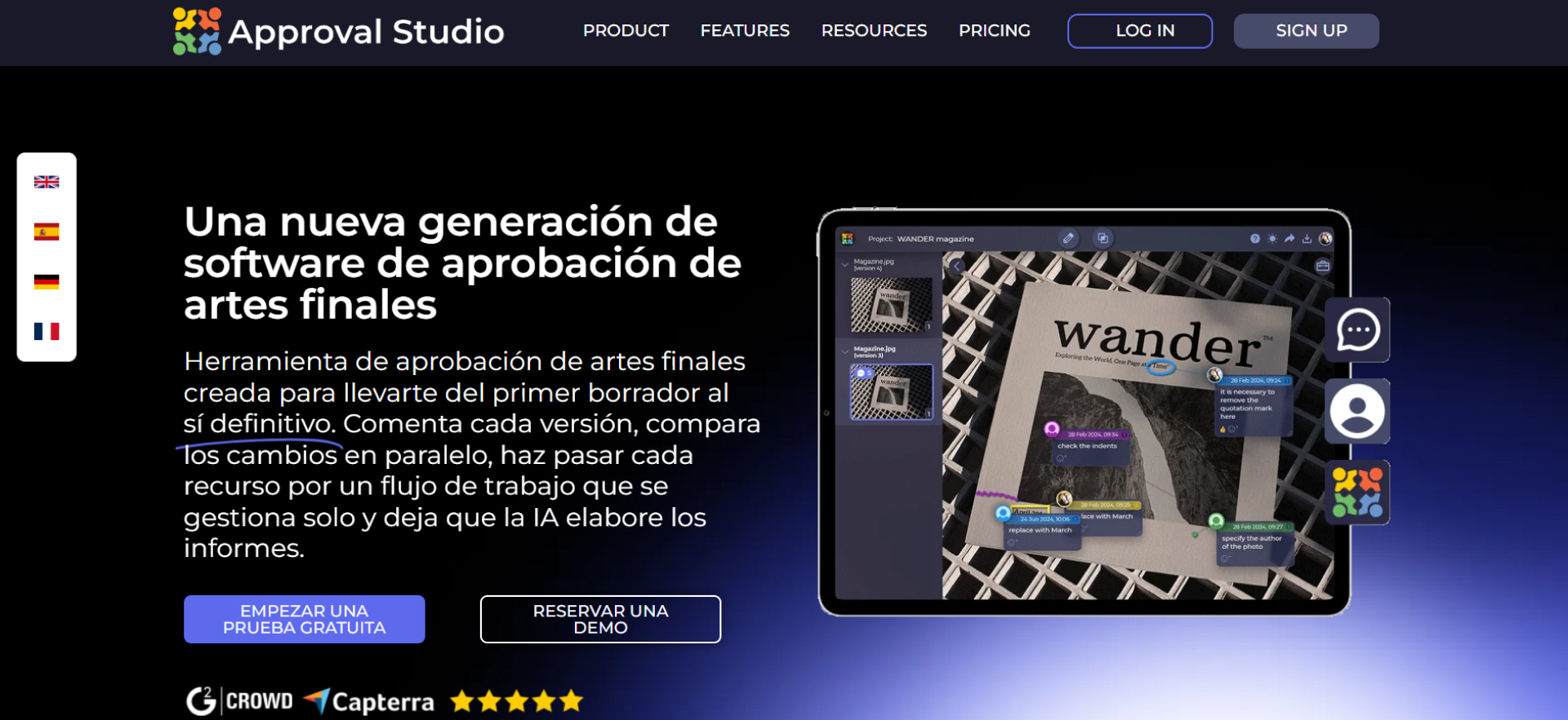 Página de inicio de Approval Studio