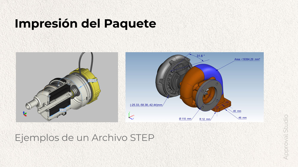 Ejemplos de un archivo STEP en la impresión de paquetes