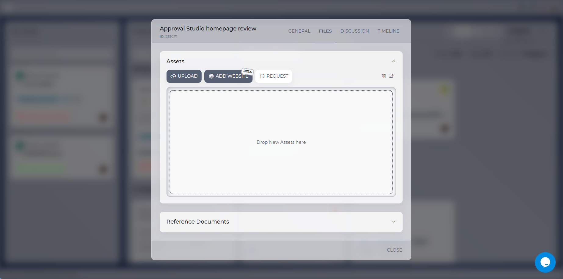 add website button for website review in approval studio
