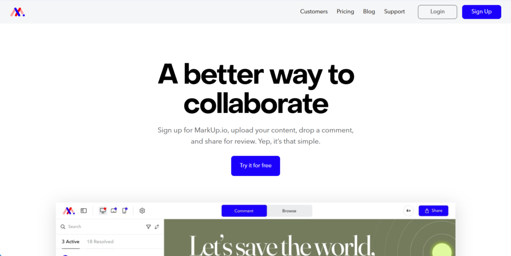 markup.io homepage