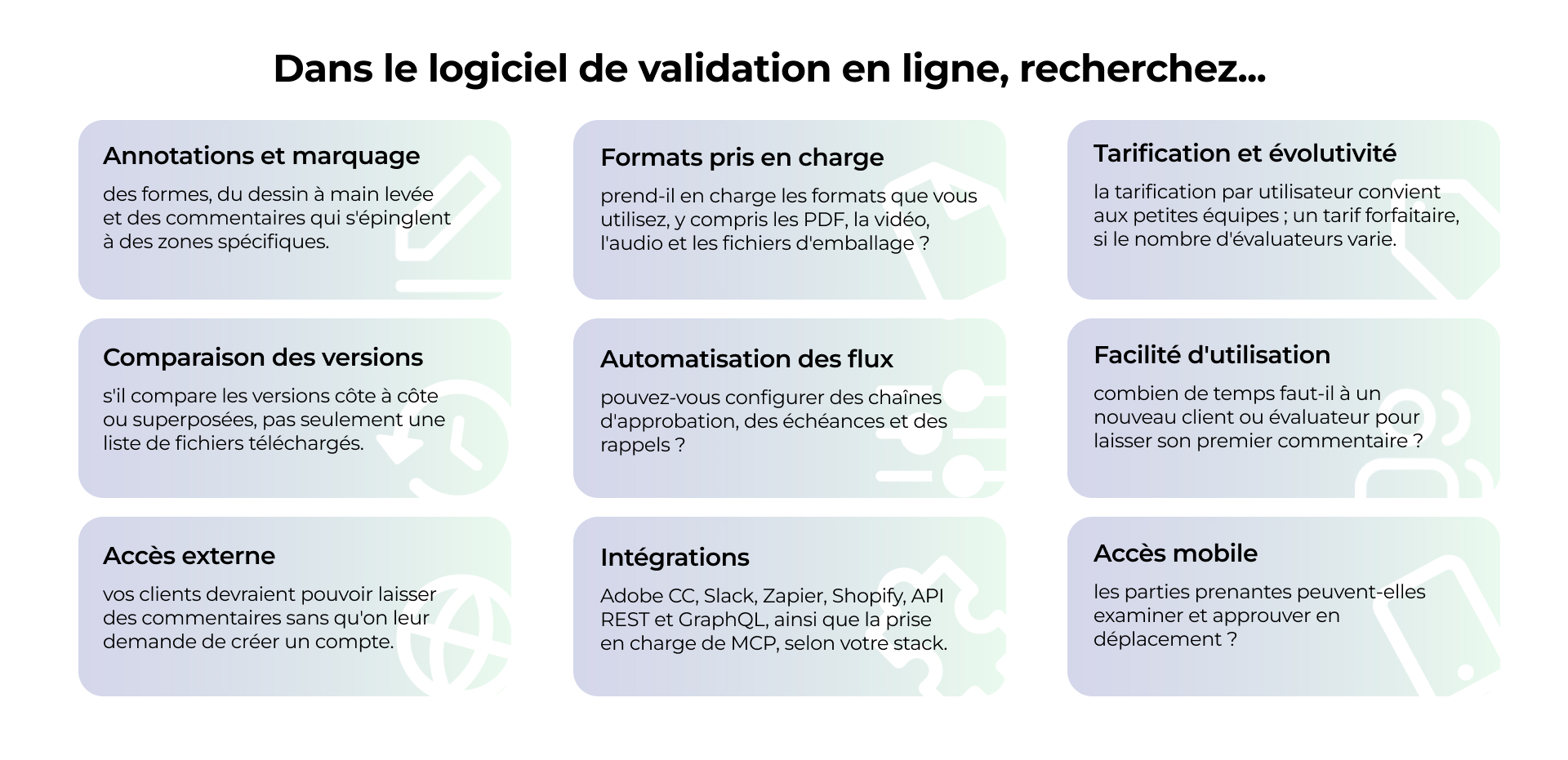 Ce qu'il faut rechercher dans un logiciel de relecture en ligne — critères clés