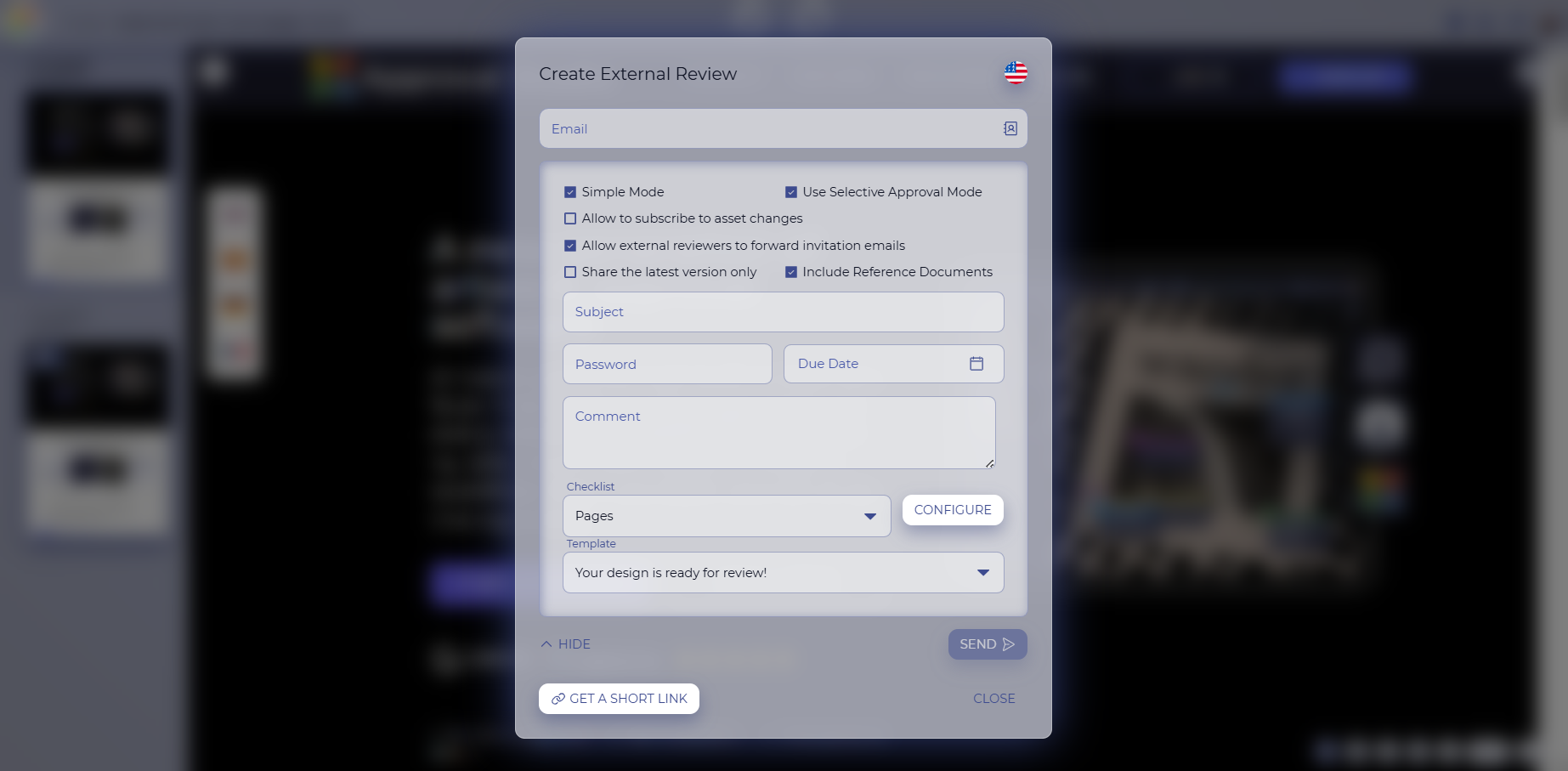 creating an exernal review in approval studio