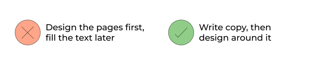 Write the page texts before you design  its visual elements