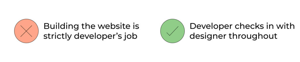 Quick check-ins between designer and developer save a lot of back-and-forth in website building