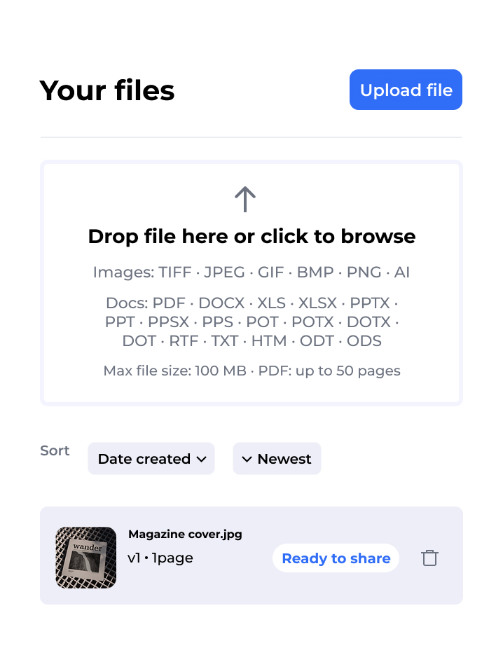 Uploading a file in ExpressReview
