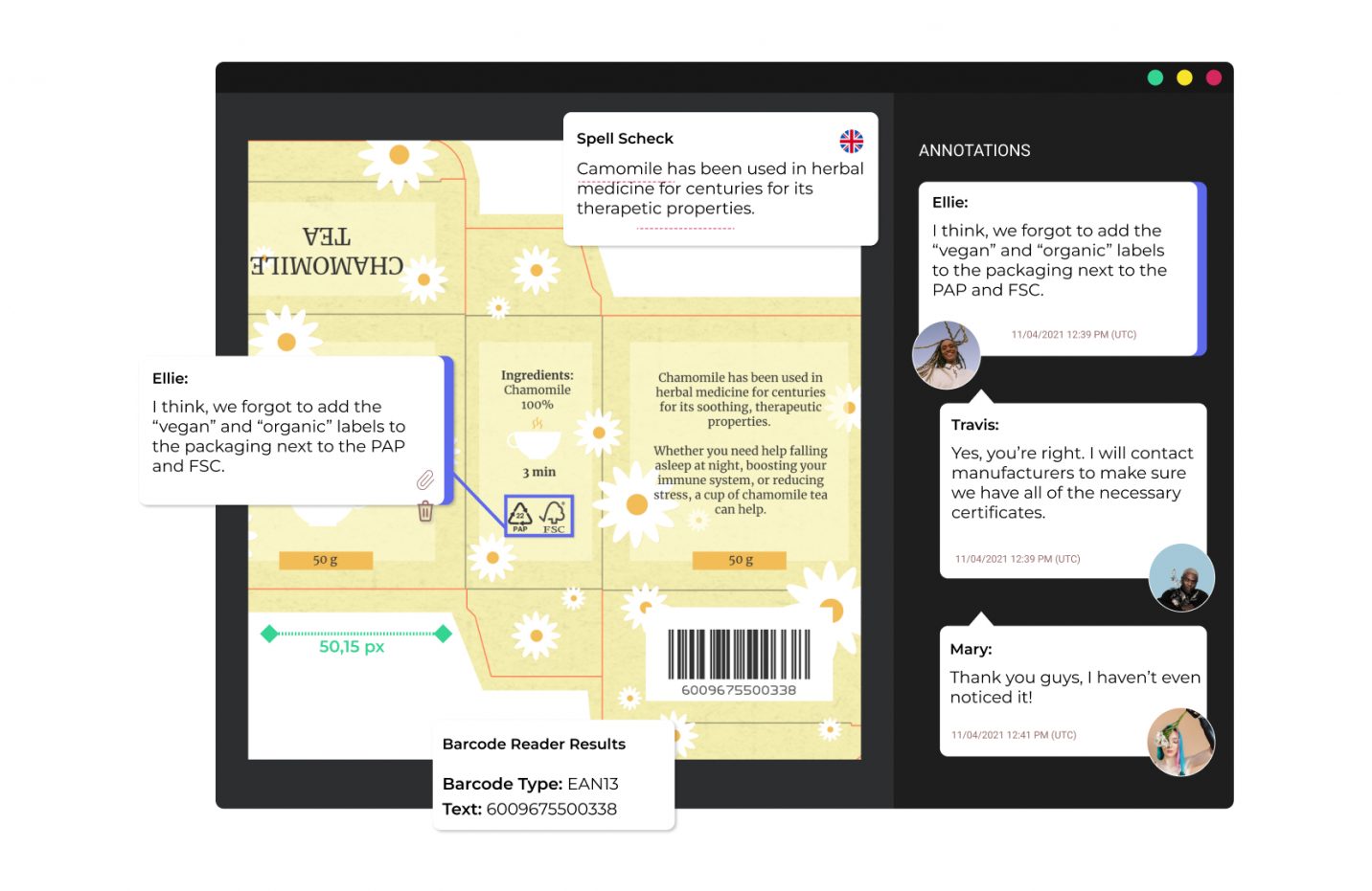5 different annotation shapes that allow you to leave comments on the asset